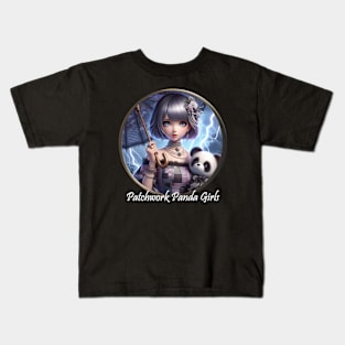 Patchwork Panda Girls Kids T-Shirt